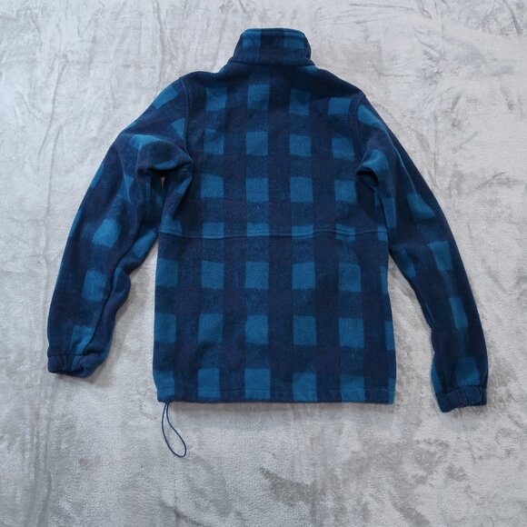 Columbia Mens Fleece Jacket Casual Drawstring Waist Zip Up Checkered Blue - Picture 6 of 16